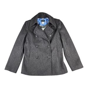 J. Crew Womens Jacket Pea Coat Grey Wool Blend Size M Medium